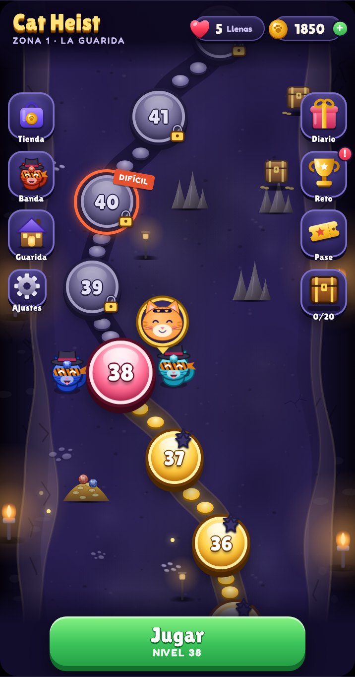 El mapa de niveles de Cat Heist